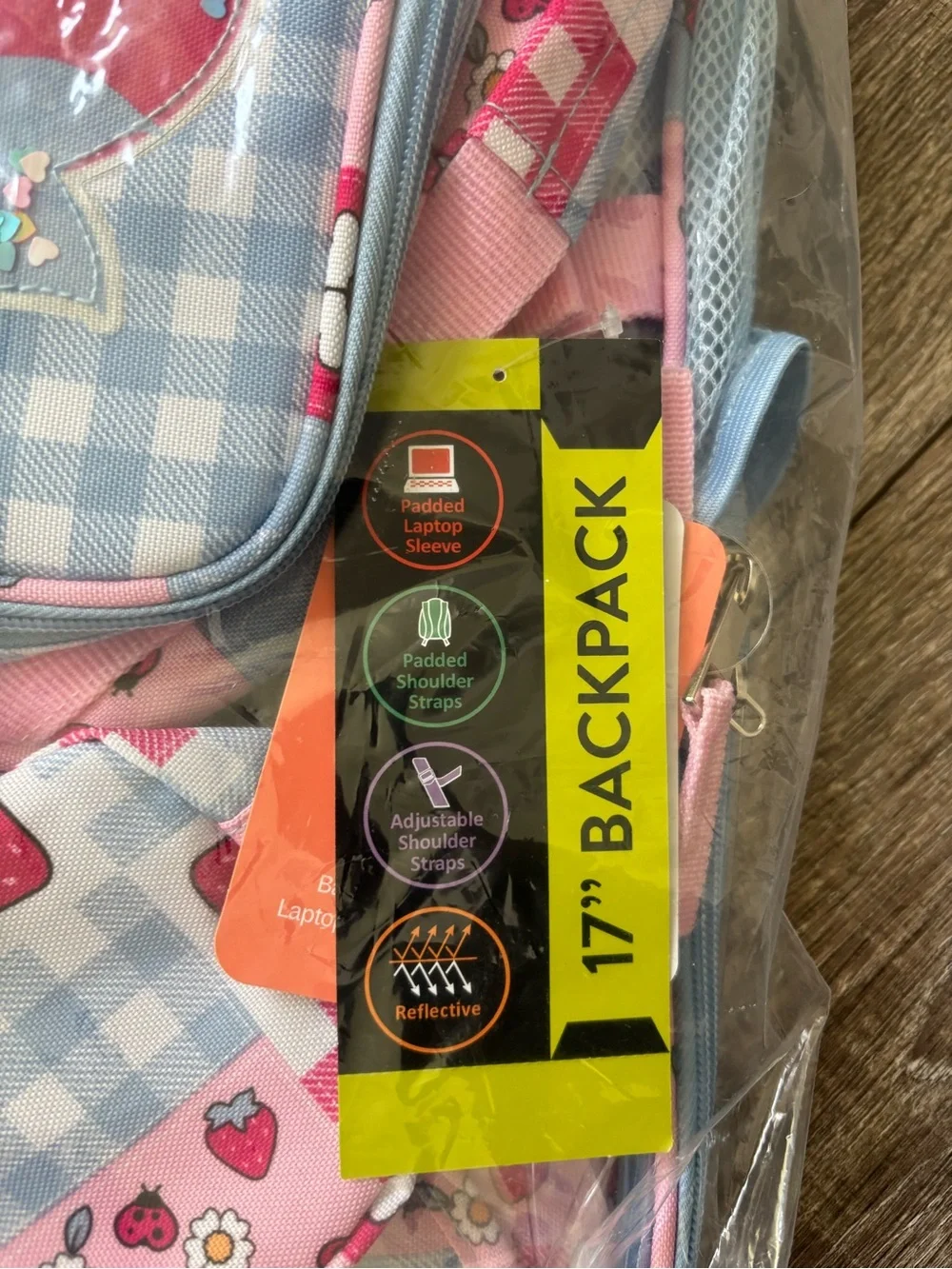 Girls Confetti Strawberry Backpack Set